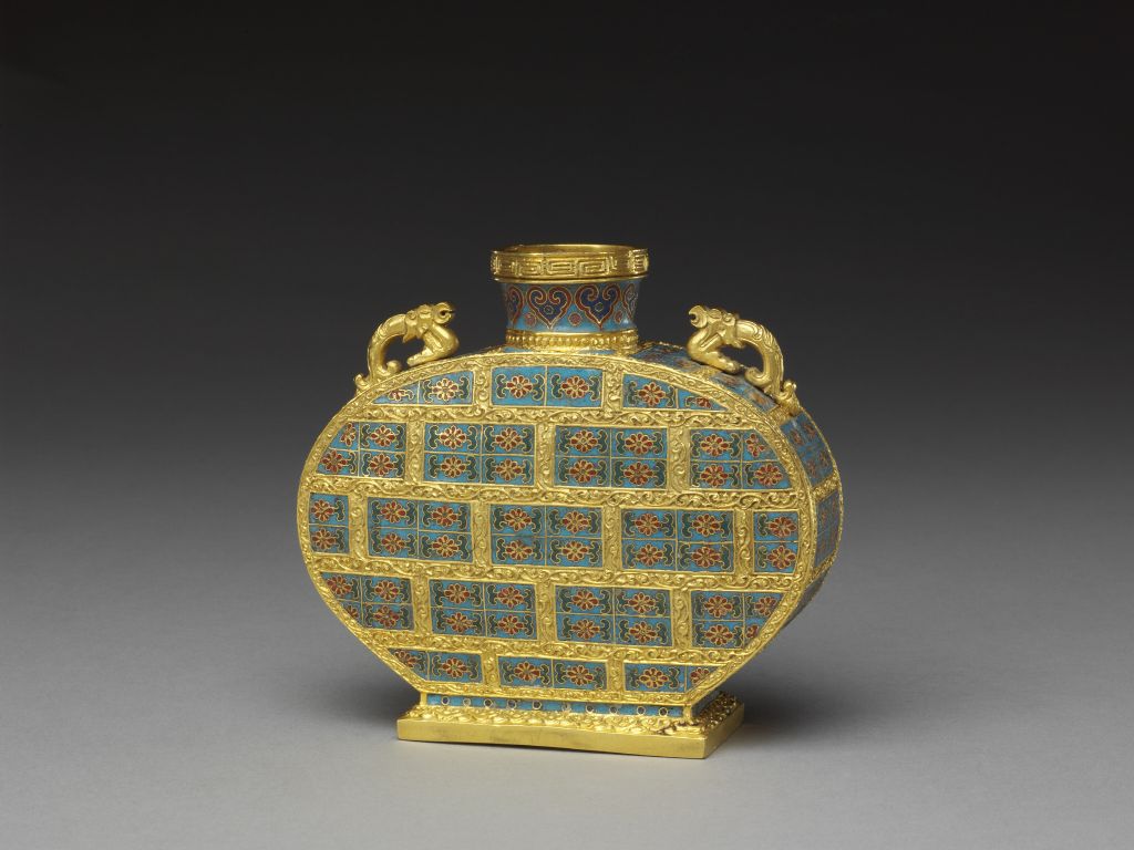 图片[1]-Qianlong style filigree enamel patterned flat pot-China Archive